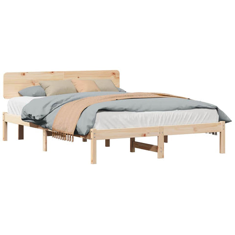 vidaXL Bed Frame with Headboard Natural 160 x 200 cm