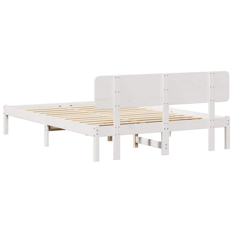 vidaXL Bed Frame with Headboard White 150 x 200 cm