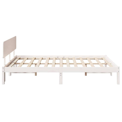 vidaXL Bed Frame with Headboard White 150 x 200 cm