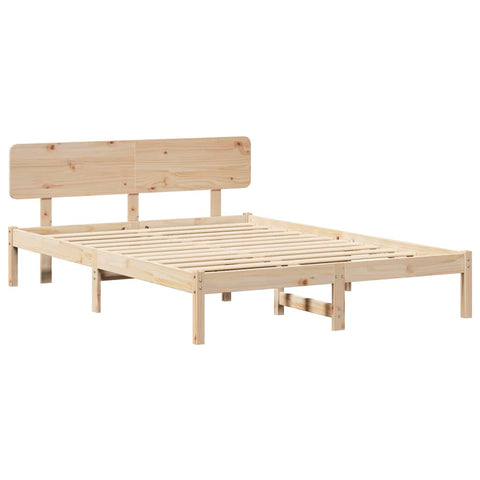 vidaXL Bed Frame with Headboard Natural 140 x 200 cm