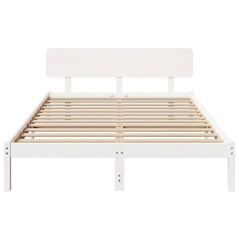 vidaXL Bed Frame with Headboard White 140 x 200 cm