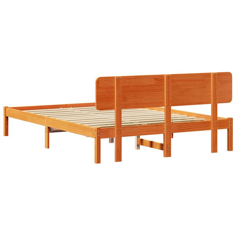 vidaXL Bed Frame with Headboard Wax Brown 140 x 200 cm