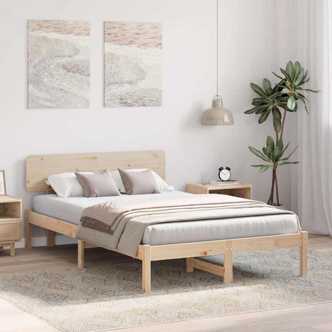 vidaXL Bed Frame with Headboard Natural 120 x 200 cm