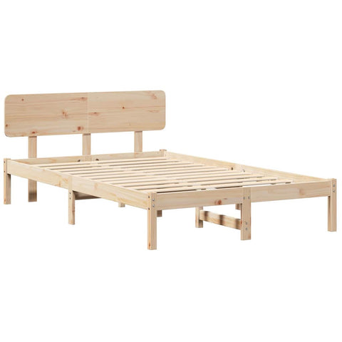 vidaXL Bed Frame with Headboard Natural 140 x 190 cm