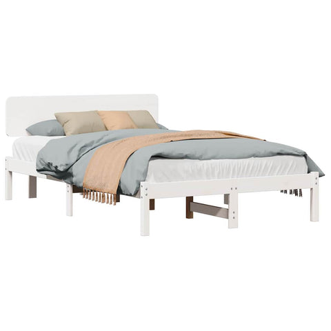 vidaXL Bed Frame with Headboard White 140 x 190 cm