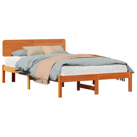 vidaXL Bed Frame with Headboard Wax Brown 140 x 190 cm