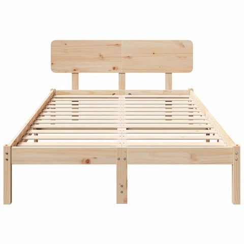 vidaXL Bed Frame with Headboard Natural 135 x 190 cm