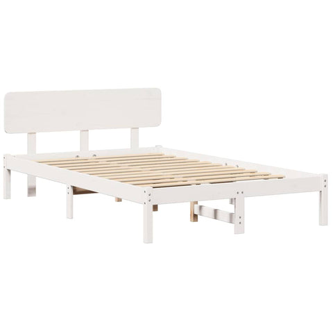 vidaXL Bed Frame with Headboard White 135 x 190 cm