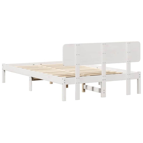 vidaXL Bed Frame with Headboard White 135 x 190 cm