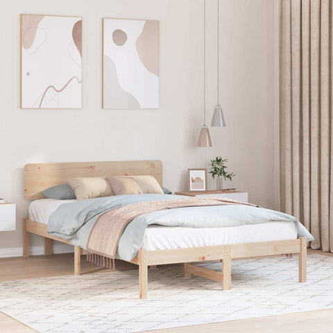 vidaXL Bed Frame with Headboard Natural 120 x 190 cm