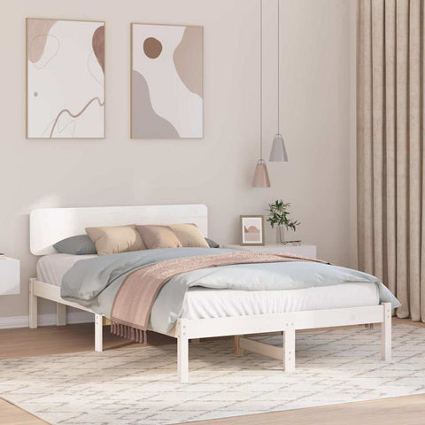 vidaXL Bed Frame with Headboard White 120 x 190 cm