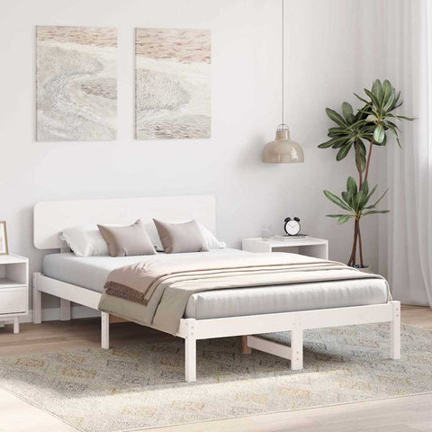 vidaXL Bed Frame with Headboard White 120 x 190 cm