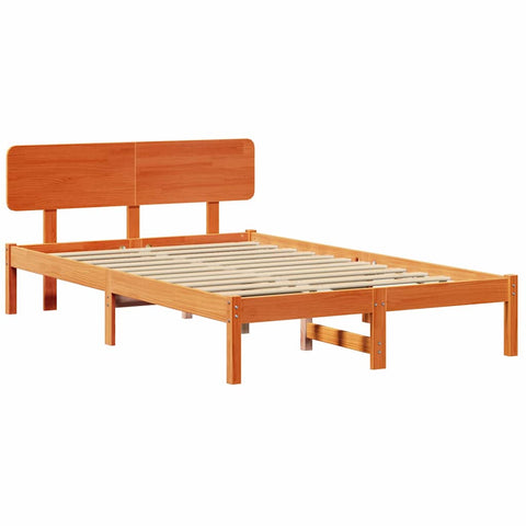 vidaXL Bed Frame with Headboard Wax Brown 120 x 190 cm