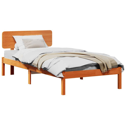 vidaXL Bed Frame with Headboard Wax Brown 100 x 200 cm