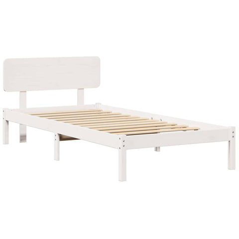 vidaXL Bed Frame with Headboard White 90 x 200 cm