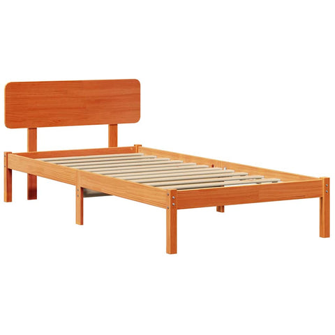 vidaXL Bed Frame with Headboard Wax Brown 90 x 190 cm