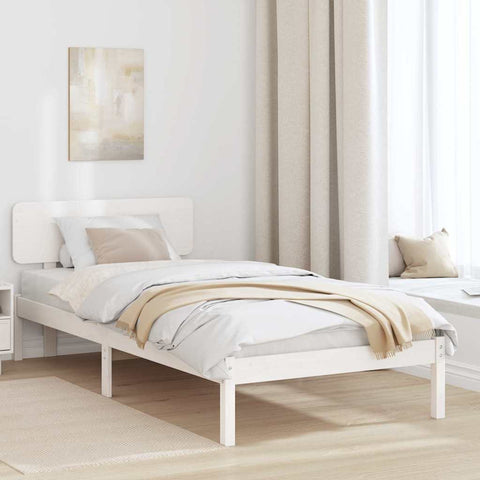 vidaXL Bed Frame with Headboard White 75 x 190 cm