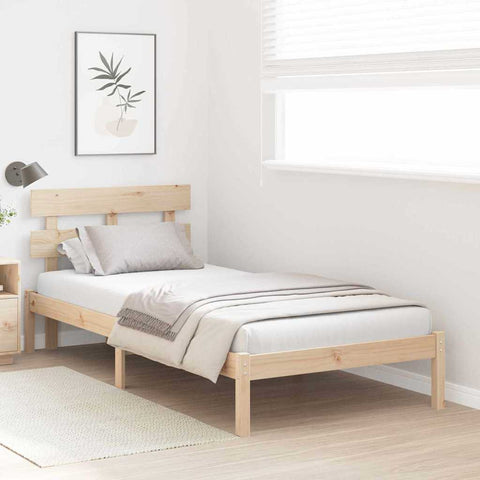 vidaXL Bed Frame with Headboard Brown 80 x 200 cm Solid Pine wood