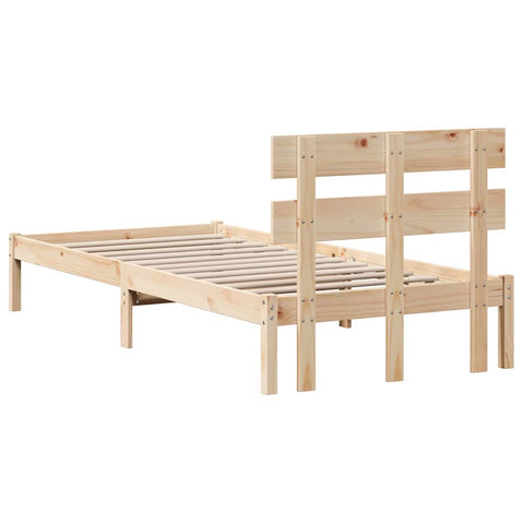 vidaXL Bed Frame with Headboard Brown 80 x 200 cm Solid Pine wood