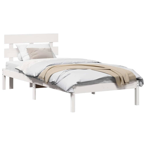 vidaXL Bed Frame with Headboard White 80 x 200 cm Solid Pine wood
