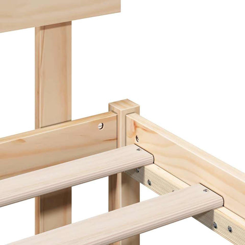 vidaXL Bed Frame with Headboard Brown 90 x 200 cm Solid Pine wood