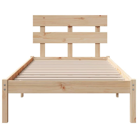 vidaXL Bed Frame with Headboard Brown 90 x 200 cm Solid Pine wood