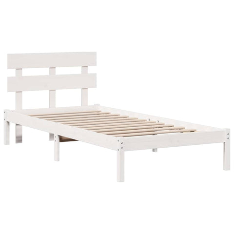 vidaXL Bed Frame with Headboard White 90 x 200 cm Solid Pine wood