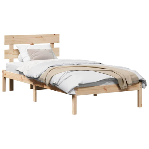 vidaXL Bed Frame with Headboard Brown 100 x 200 cm Solid Pine wood