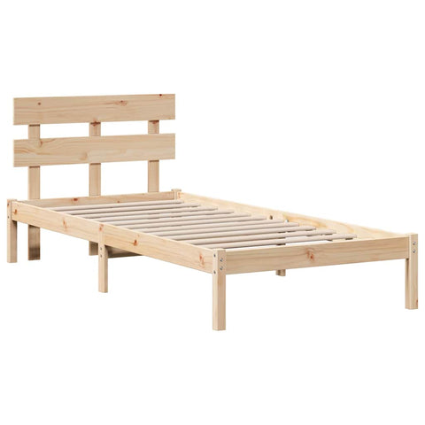 vidaXL Bed Frame with Headboard Brown 90 x 190 cm Solid Pine wood