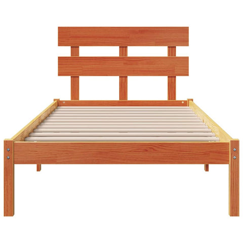 vidaXL Bed Frame with Headboard Brown 90 x 190 cm Solid Pine wood