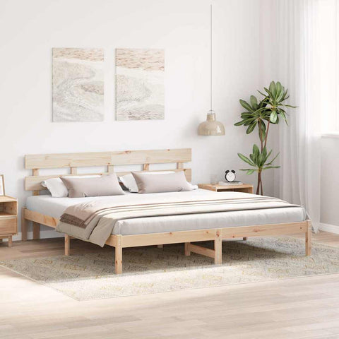 vidaXL Bed Frame with Headboard Brown 200 x 200 cm Solid Pine wood