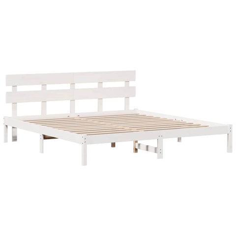 vidaXL Bed Frame with Headboard White 200 x 200 cm Solid Pine wood