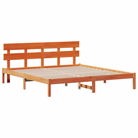 vidaXL Bed Frame with Headboard Brown 200 x 200 cm Solid Pine wood