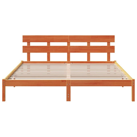 vidaXL Bed Frame with Headboard Brown 200 x 200 cm Solid Pine wood