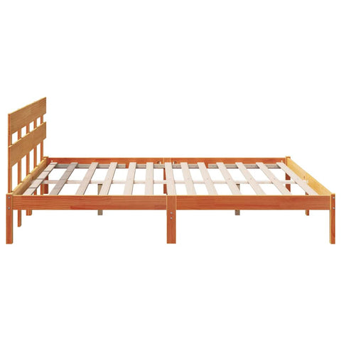 vidaXL Bed Frame with Headboard Brown 200 x 200 cm Solid Pine wood