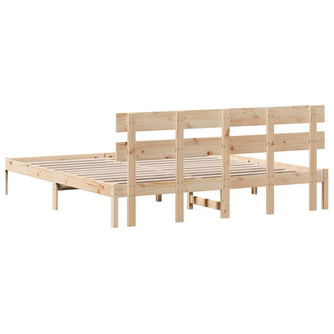 vidaXL Bed Frame with Headboard Brown 180 x 200 cm Solid Pine wood
