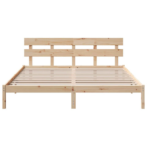 vidaXL Bed Frame with Headboard Brown 180 x 200 cm Solid Pine wood