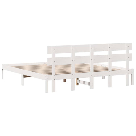 vidaXL Bed Frame with Headboard White 180 x 200 cm Solid Pine wood