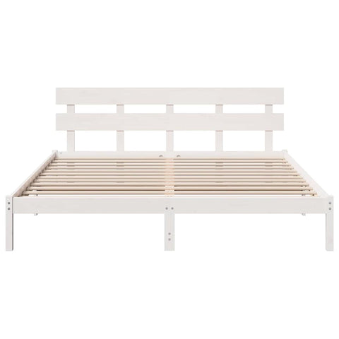 vidaXL Bed Frame with Headboard White 180 x 200 cm Solid Pine wood