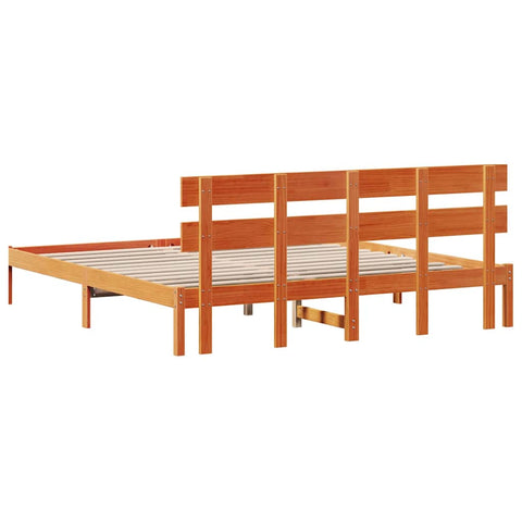 vidaXL Bed Frame with Headboard Brown 180 x 200 cm Solid Pine wood