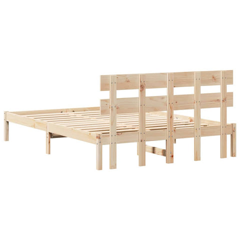 vidaXL Bed Frame with Headboard Brown 160 x 200 cm Solid Pine wood