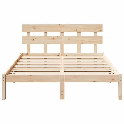 vidaXL Bed Frame with Headboard Brown 160 x 200 cm Solid Pine wood