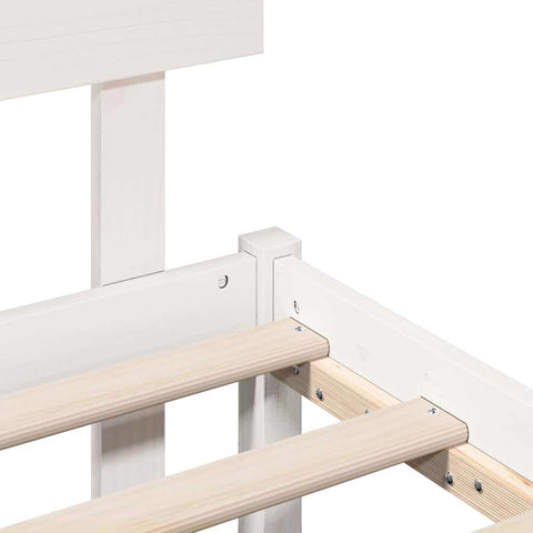 vidaXL Bed Frame with Headboard White 160 x 200 cm Solid Pine wood