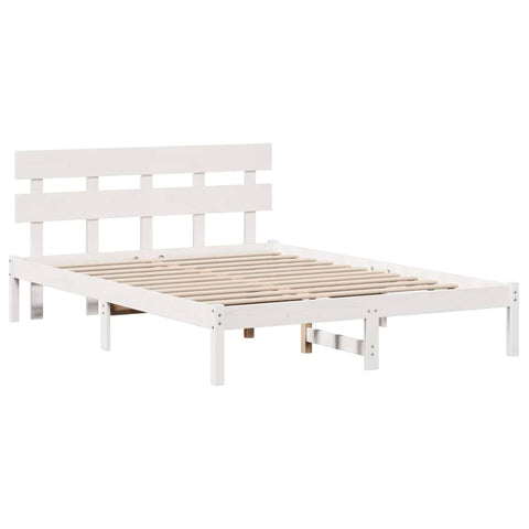 vidaXL Bed Frame with Headboard White 160 x 200 cm Solid Pine wood