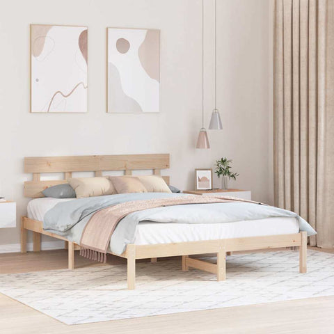 vidaXL Bed Frame with Headboard Brown 150 x 200 cm Solid Pine wood
