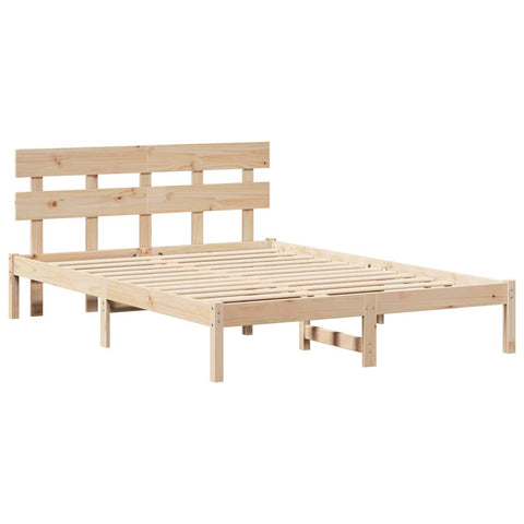 vidaXL Bed Frame with Headboard Brown 150 x 200 cm Solid Pine wood