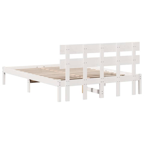 vidaXL Bed Frame with Headboard White 150 x 200 cm Solid Pine wood