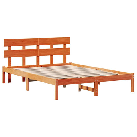 vidaXL Bed Frame with Headboard Brown 150 x 200 cm Solid Pine wood