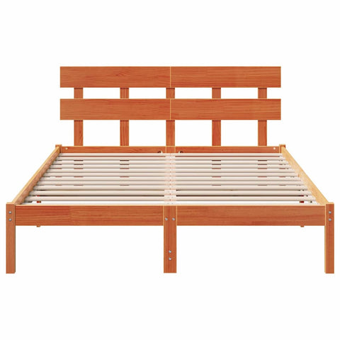 vidaXL Bed Frame with Headboard Brown 150 x 200 cm Solid Pine wood