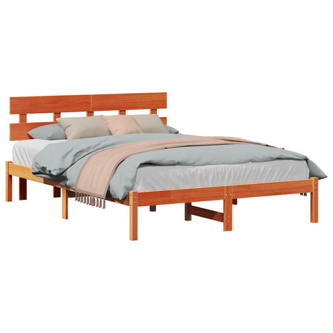 vidaXL Bed Frame with Headboard Brown 150 x 200 cm Solid Pine wood